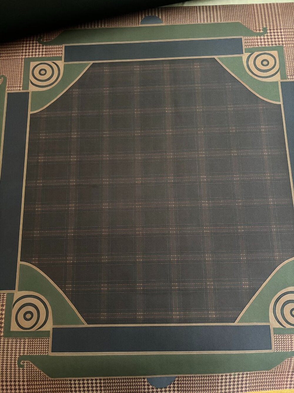Green and Black Game Playmat with Patterned Border - Unbranded